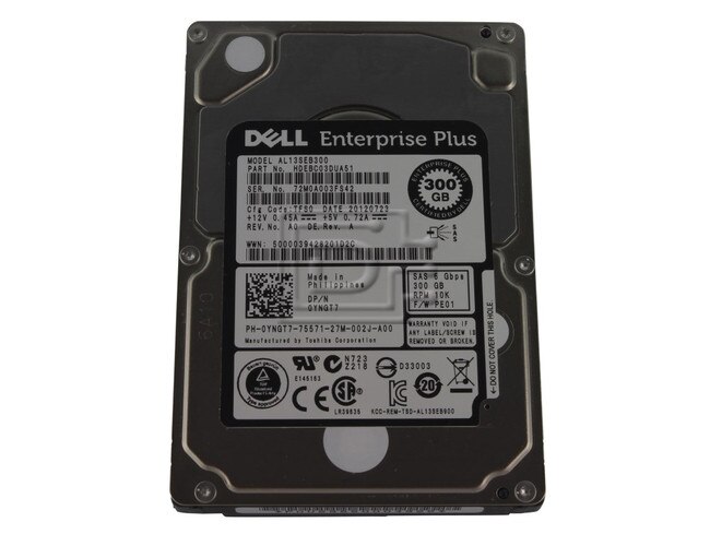 Toshiba AL13SEB300 YNGT7 0YNGT7 HDEBC03DUA51 SAS Hard Drive 2.5 inch SFF image 3