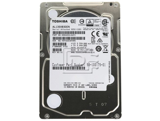 Toshiba AL13SXB30EN HDEAG02DAA51 HDEAG02GEA51 SAS Hard Drive Image 2 image