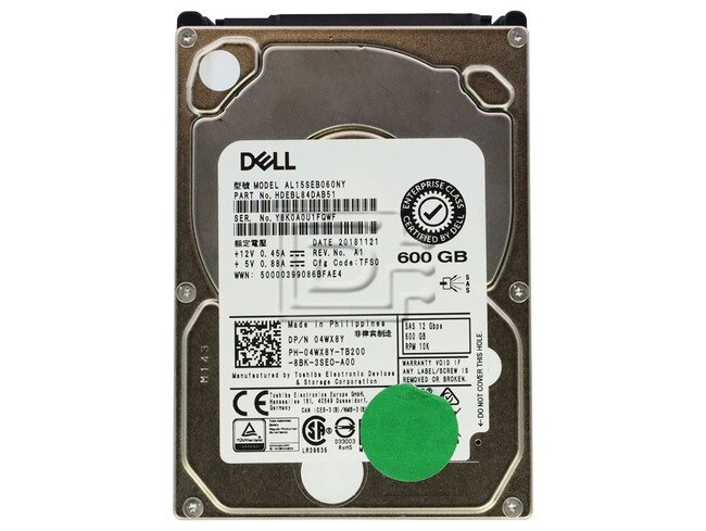 Toshiba AL15SEB060NY 4WX8Y 04WX8Y 2.5 inch SFF SAS Hard Drive Image 1 image