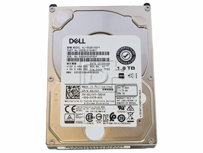 Toshiba AL15SEB18EPY DJY4Y 0DJY4Y HDEBL61DAB51 SAS Hard Drive Image 1 image