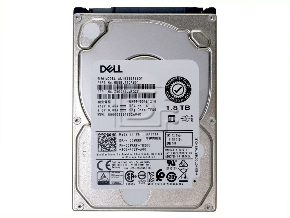 Dell 0WRRF / Toshiba AL15SEB18EQY 1.8TB 12Gbps 10K 2.5 Dell 0WRRF / Toshiba AL15SEB18EQY 1.8TB 12Gbps 10K 2.5