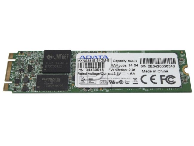 ADATA AXNS381E-64GM-B 33430015 AXNS381-64GM-B AXNS381 AXNS381E Laptop Thin Caseless SSD Hard Drive Image 1 image