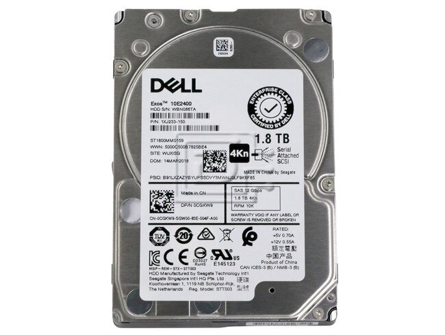 Dell Cgkw9 Seagate St1800mm0159 1 8tb 12gbps 10k 2 5in Sff Enterprise 4kn Sas Hard Drive