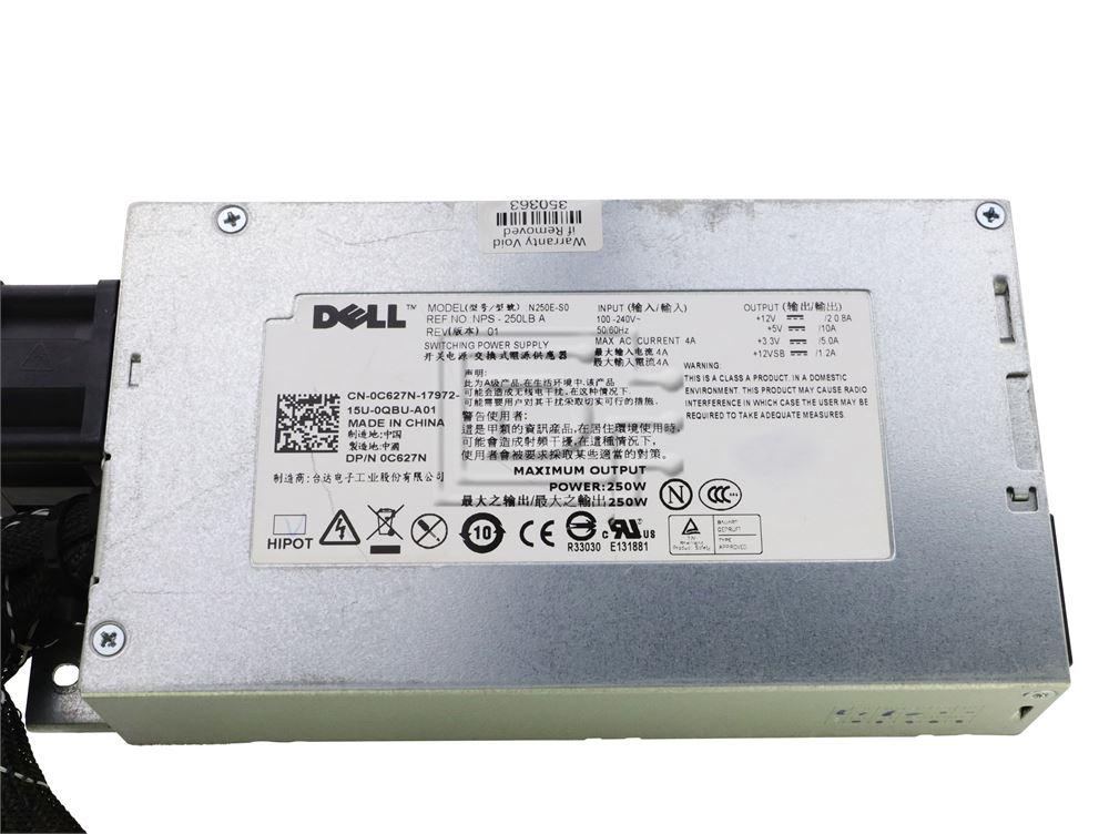 Dell D221N 0D221N C627N 0C627N L250E-S0 PS-4251-1D-LF V38RM 0V38RM 6HTWP 06HTWP N250E-S0 NPS-250NB Dell Power Supply Image 2 image