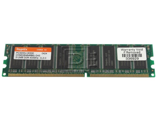 Samsung / Micron / NEC Hynix / Nanya / Kingston / Generic - 512MB CL=3 UnBuffered/UnRegistered Non-ECC DDR-400 PC-3200U 128Meg x 4 184-Pin DIMM