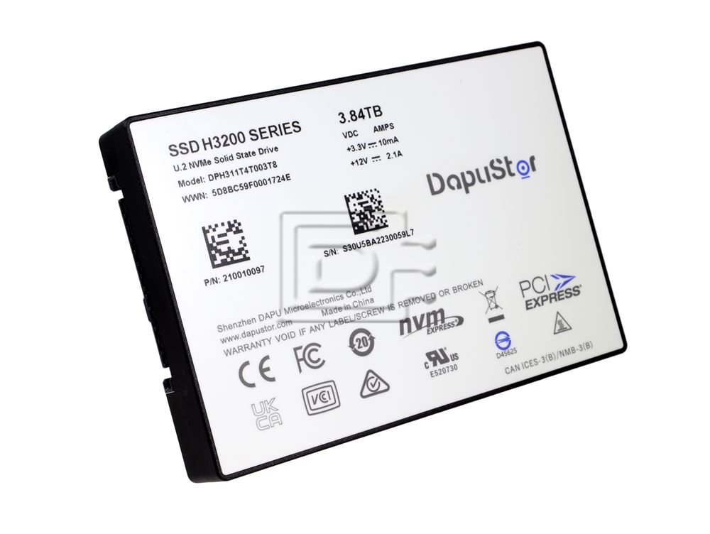 DapuStor DPH311T4T003T8 210010097 NJYTG 3.84TB PCIe Gen 3x4 U.2 NVMe Solid State Drive SSD Image 1 image