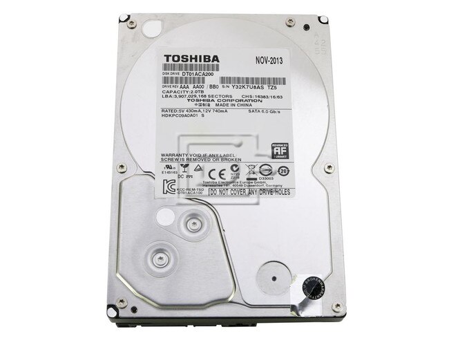 Toshiba DT01ACA200 SATA Hard Drive Image 1 image