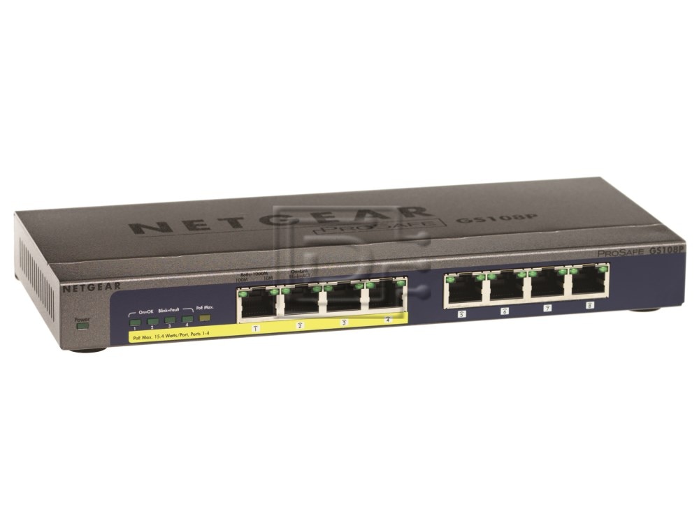 NetGear ProSAFE GS108P 8-Port Gigabit Switch with 4-Port PoE