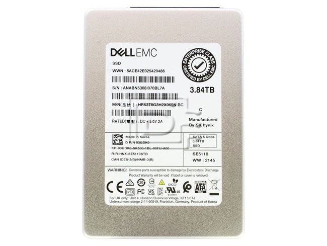 SK Hynix HFS3T8G3H2X069N 3GDK0 03GDK0 3.84TB 2.5 SSD SATA Image 1 image