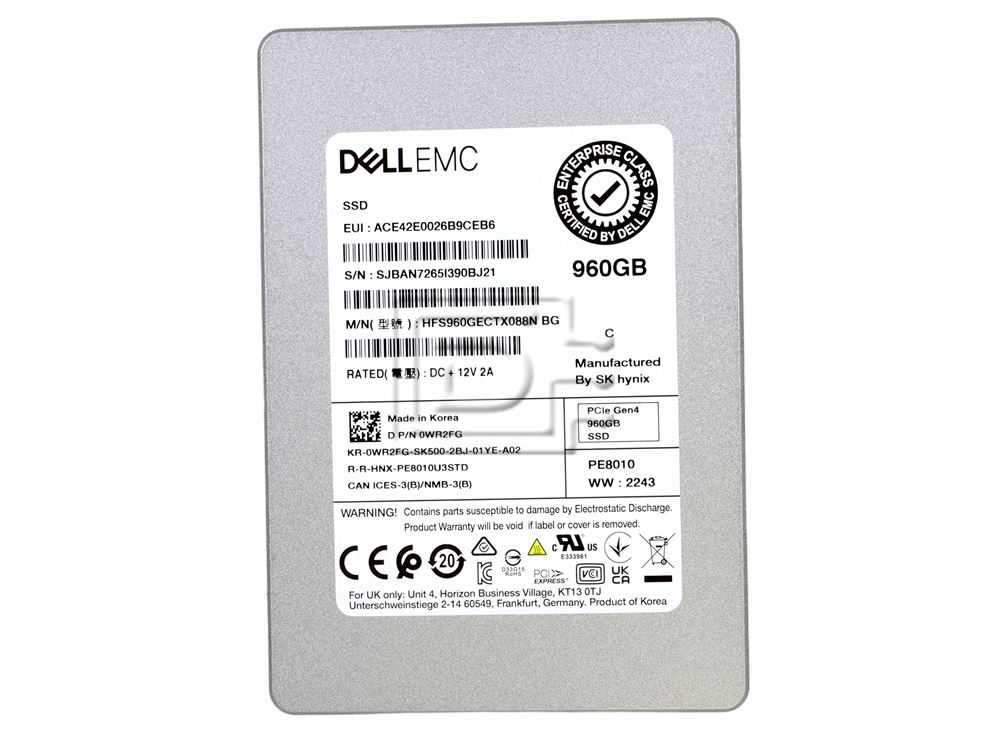 SK Hynix HFS960GEETX099NBG WR2FG 0WR2FG Dell 960GB U.3 SSD Nvme PCIe Gen4 Image 2 image