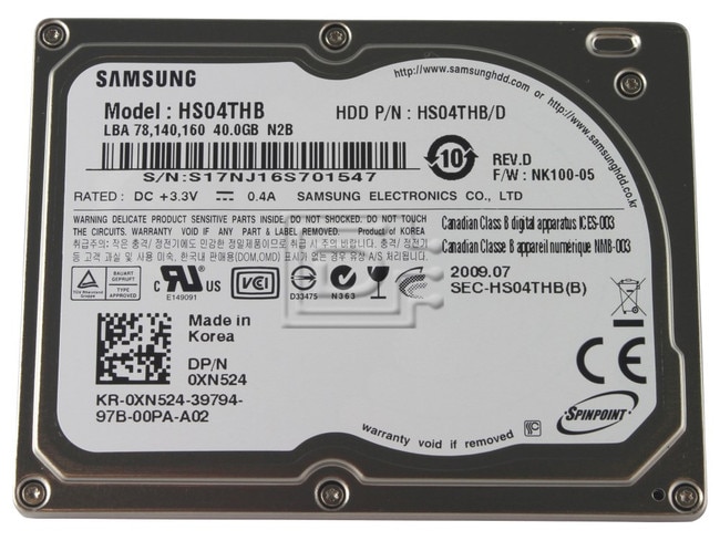 SAMSUNG HS04THB XN524 0XN524 ATA-100 Hard Drive HDD Image 1 image