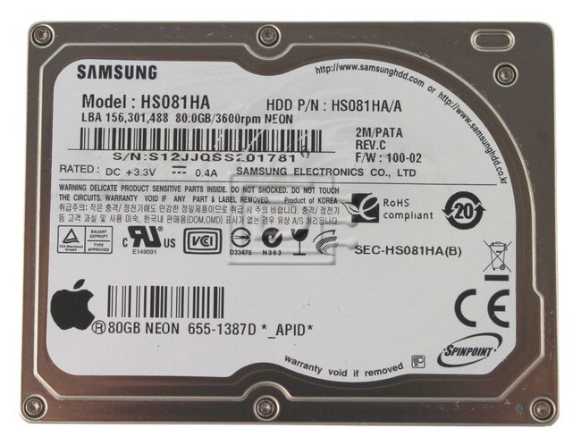 SAMSUNG HS081HA 655-1387D iPod CE hard drive image 1