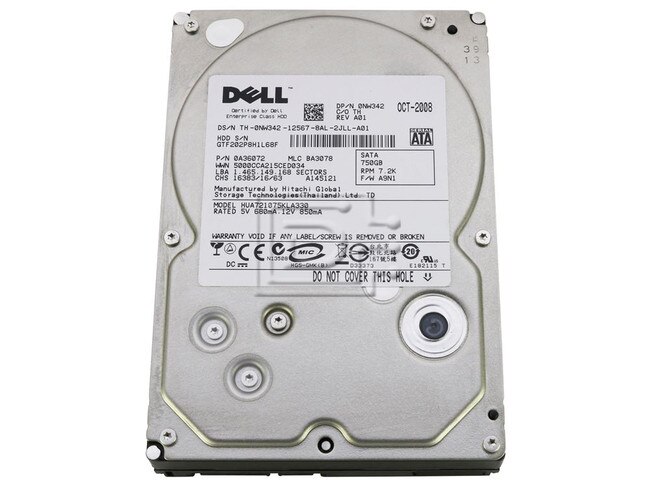 HGST HUA721075KLA330 0A36072 NW342 0NW342 SATA Hard Drive Image 1 image