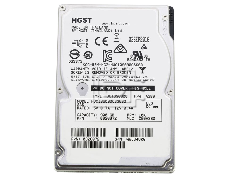 HGST Ultrastar C10K900 HUC109090CSS600 900GB 10,000 RPM 6Gbps 512K