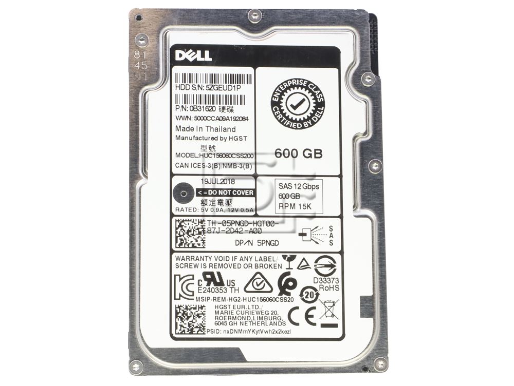 Dell 5PNGD / Hitachi 0B31620 / HUC156060CSS200 600GB 2.5 Dell 5PNGD / Hitachi 0B31620 / HUC156060CSS200 600GB 2.5