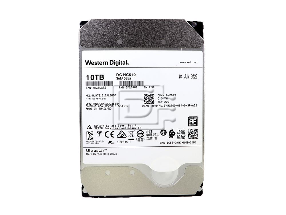 Western Digital HUH721010ALE600 0F27460 0F27452 0F27604 YRD19 0YRD19 10TB 7.2K Power Disable SATA Hard Drive Image 2 image