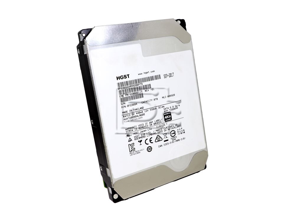EMC HUH728080ALN600 118000115 005051297 0F23684 SATA Hard Drive Image 1 image