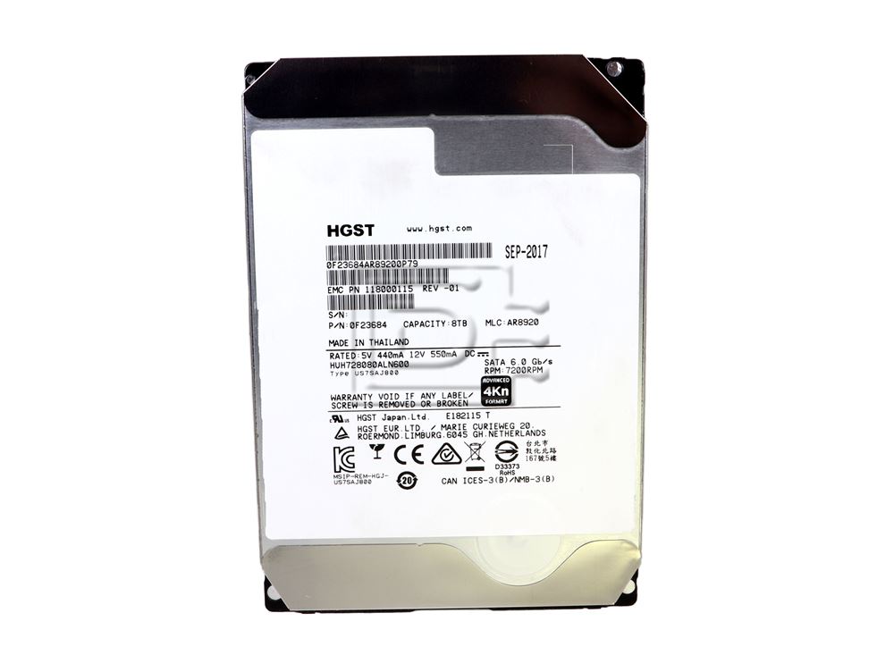 EMC HUH728080ALN600 118000115 005051297 0F23684 SATA Hard Drive Image 2 image