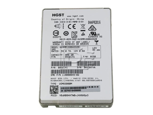 HGST HUSMM1680ASS201 0B32146 SAS Solid State Drive Image 1 image