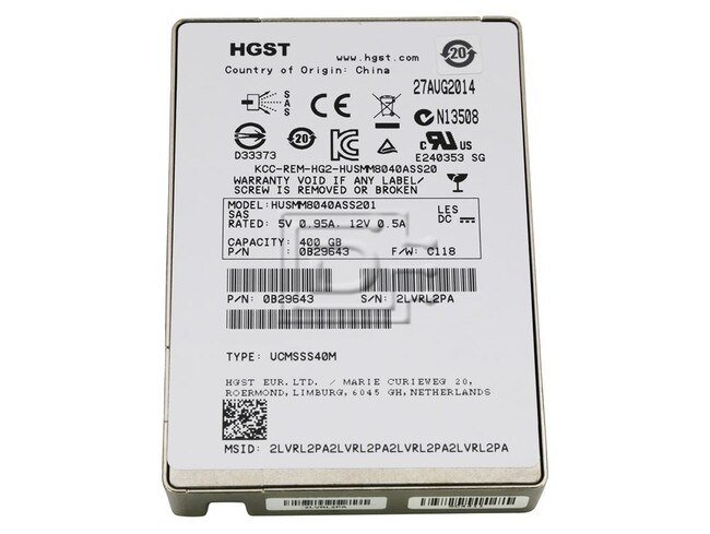 HGST HUSMM8040ASS201 0B28591 SAS Solid State Drive Image 1 image