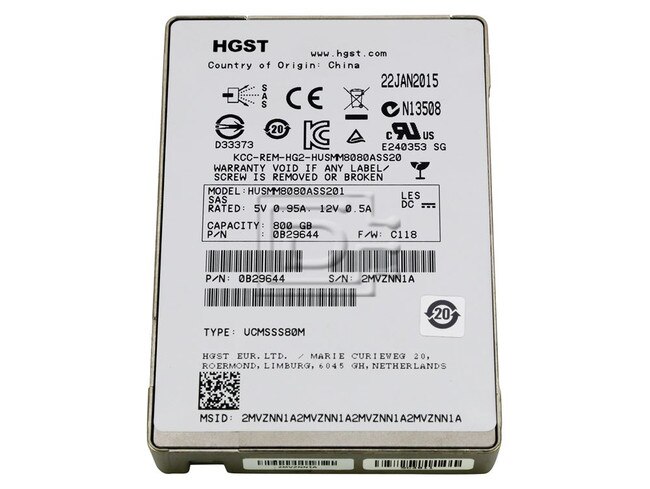 HGST HUSMM8080ASS201 0B28592 SAS Solid State Drive Image 1 image