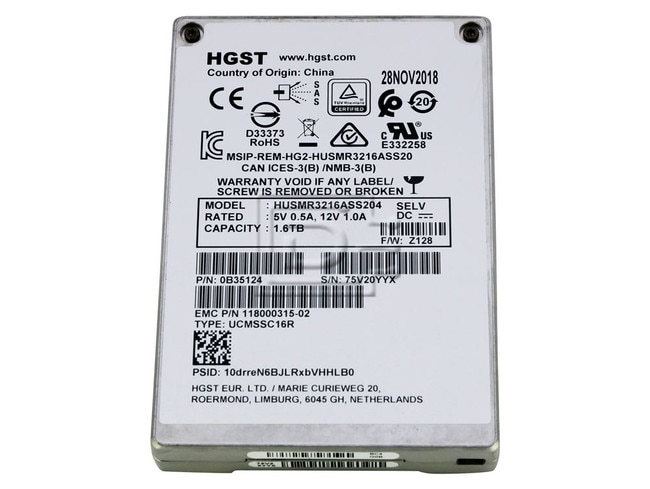 HGST HUSMR3216ASS204 0B34963 SAS Solid State Drive Image 1 image