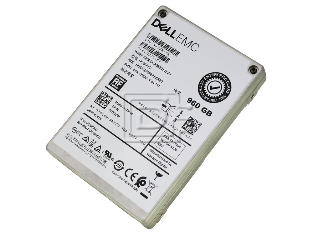 HGST HUSTR7696ASS200 0B35187 7DGDM 07DGDM SAS Solid State Drive Image 2 image