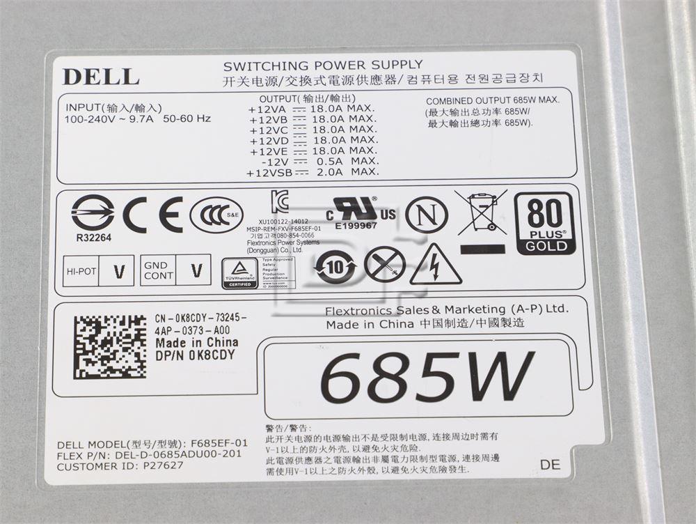 Dell K8CDY F685EF-01 K8CDY VDY4N CYP9P CT3V3 W4DTF Power Supply Unit Image 2 image