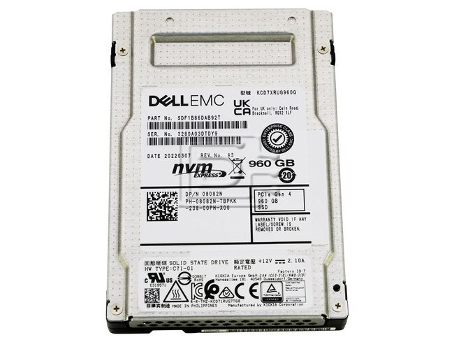 Dell KCD7XRUG960G SDF1B86DAB92T 8082N 08082N PCIe NVMe SSD image 1