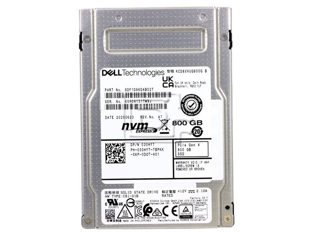 Dell KCD8XVUG800G 30HYT 030HYT 960GB Read Intensive RI PCIe NVMe SSD Image 2 image
