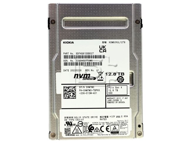Dell KCM6XVUL12T8 HM7M3 0HM7M3 12.8TB NVMe U.2 SSD Image 2 image