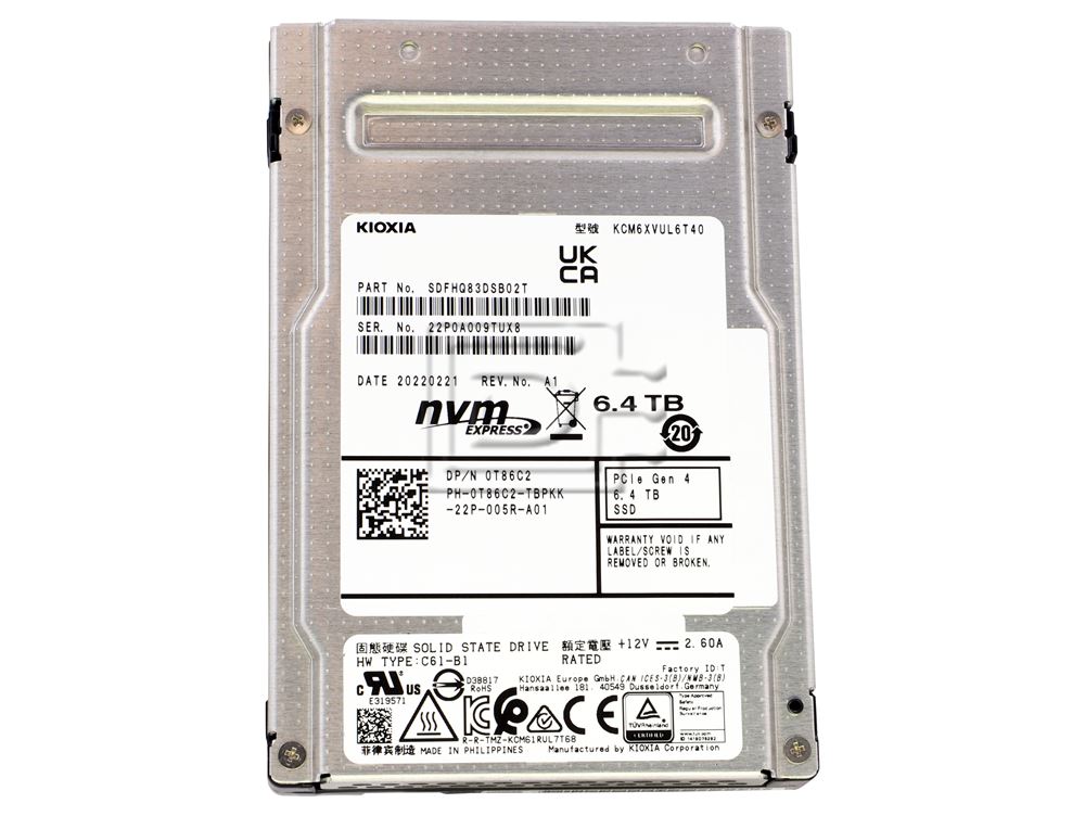 S*T様 KIOXIA 4TB NVMe M.2 PCIe 4.0 SSD Kioxia KCM6XVUL6T40 6.4TB TLC PCI Express 4.0 x4 NVMe Mixed Use U