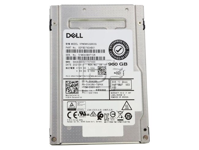 Toshiba KPM5WVUG960G V43R6 0V43R6 SAS eSSD FIPS 140-2 SED Image 1 image
