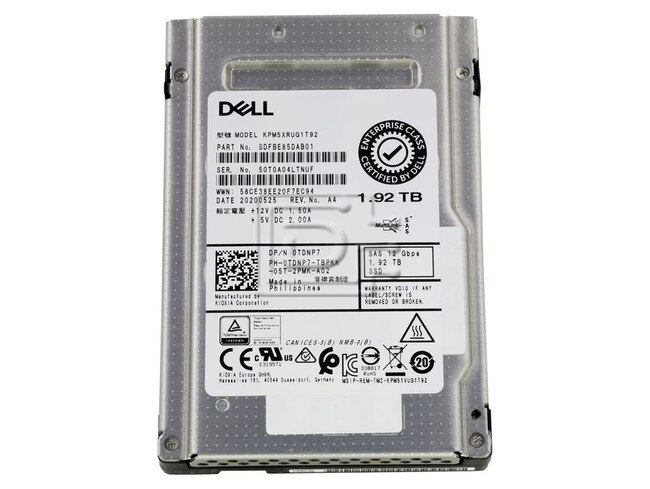 Toshiba KPM5XRUG1T92 TDNP7 0TDNP7 SAS Solid State Drive image 1