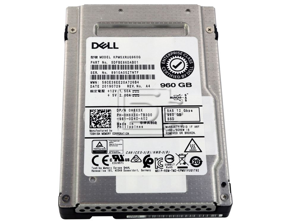 KIOXIA KPM5XRUG960G H8X3X 0H8X3X Dell 960GB SAS Solid State Drive ME4 Image 2 image