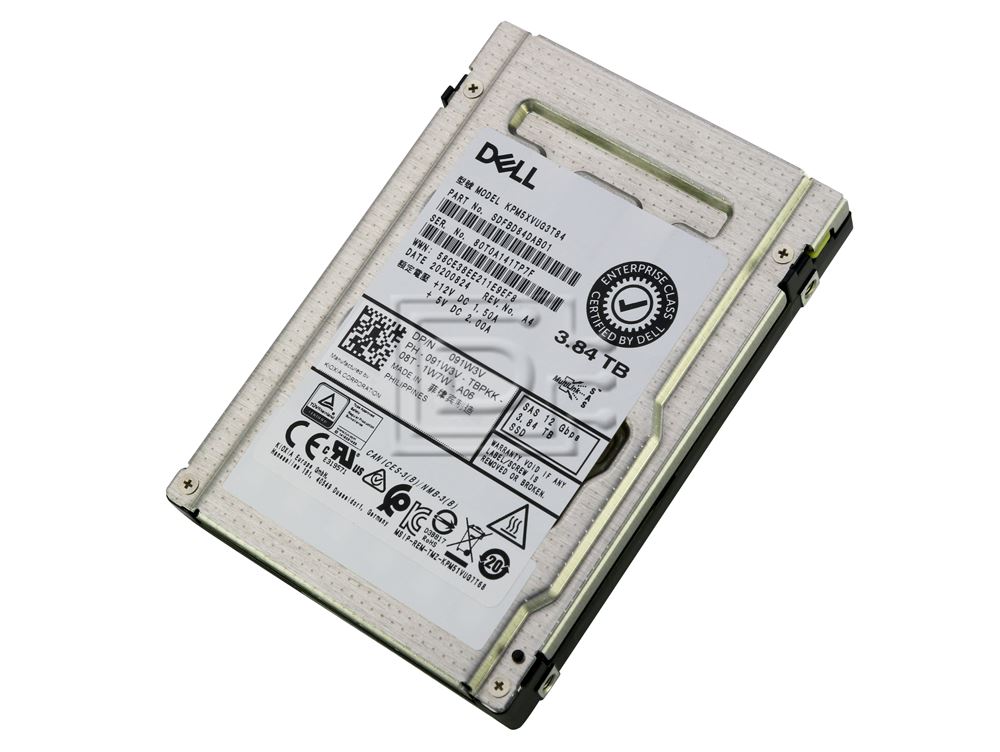 Dell 91W3V / KIOXIA Toshiba KPM5XVUG3T84 SDFBD84DAB01 3.84TB 2.5 12Gbps  Mixed Use 3-DWPD SAS SSD