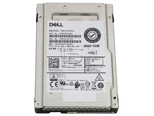 Toshiba KPM5XVUG960G WFGTH 0WFGTH SDFBD86DAB01 SAS Solid State Drive Image 1 image