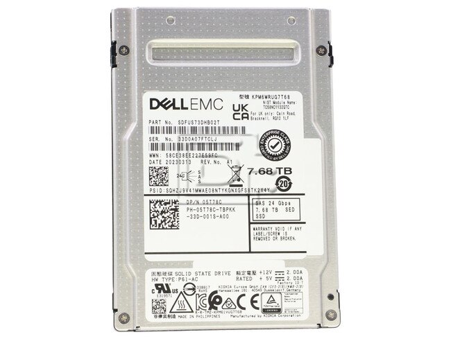 Toshiba KPM6WRUG7T68 5T78C 05T78C SDFUS73DHB02T SAS Solid State Drive Image 1 image