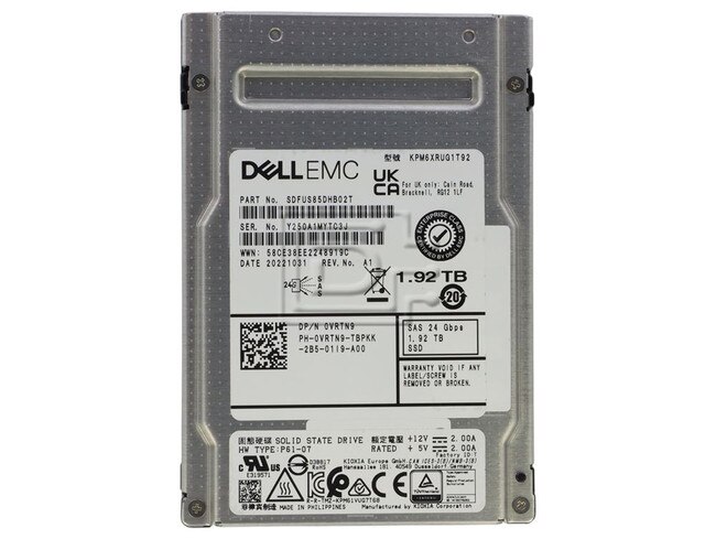 Toshiba KPM6XRUG1T92 VRTN9 0VRTN9 Dell 1.92TB 24Gbps SAS SSD ME4 / ME5 Image 1 image