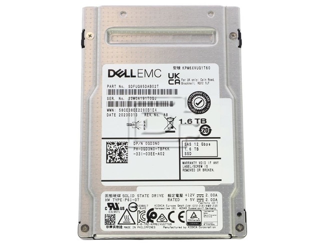 Toshiba KPM6XVUG1T60 GD3N0 0GD3N0 Dell 1.6TB SAS SSD ME5 Image 1 image