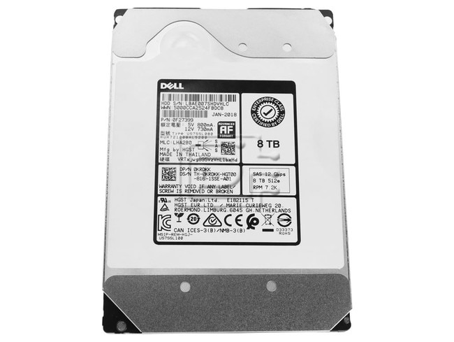 HGST HUH721008AL5200 HUH721008AL5200 KRDKK 0KRDKK 027399 8TB SAS 7.2k Hard Drive Image 1 image