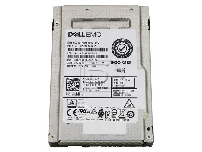 Toshiba KRM5XRUG960G JDK40 0JDK40 SDFGE86DAB01 SAS Solid State Drive image 1