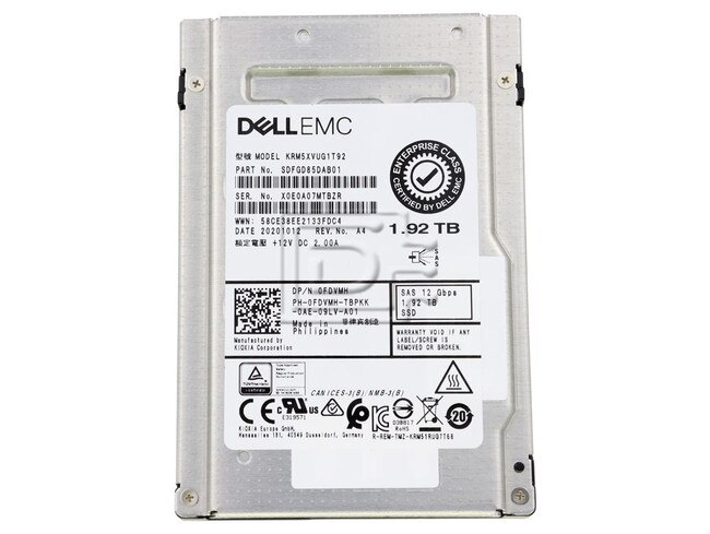 Toshiba KRM5XVUG1T92 FDVMH 0FDVMH SDFGD85DAB01 SAS Solid State Drive image 1