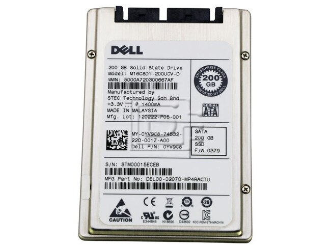 Hitachi M16CSD1-200UCV-D YV9C8 0YV9C8 sTec 200GB SAS SSD SLC Drive image 1