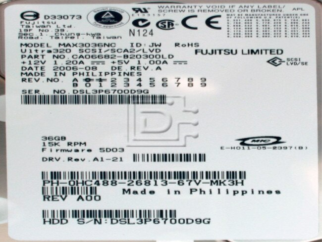 FUJITSU MAX3036NC H6530 0H6530 0HC488 HC488 SCSI Hard Drive Image 2 image