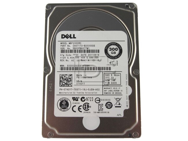 Toshiba MBF2300RC CA07173-B20300DE CA07173-B20300 0740Y7 740Y7 SAS Hard Drive image 1