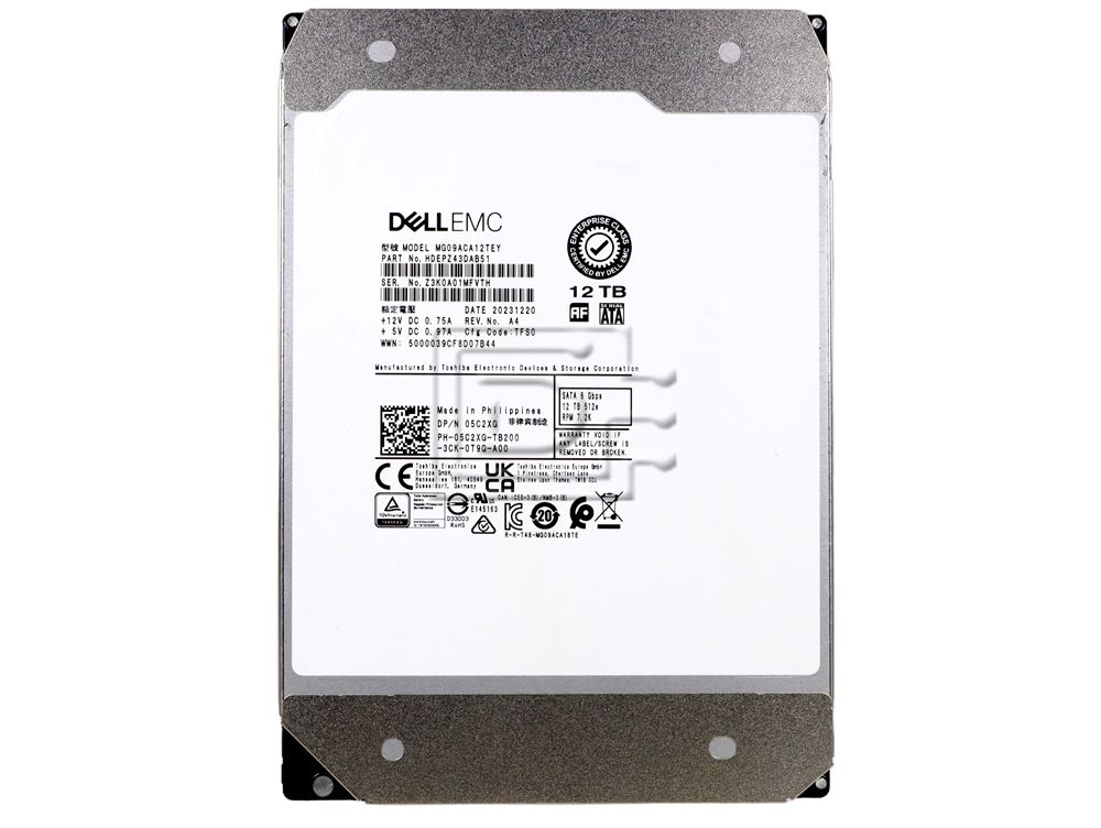 Toshiba MG09ACA12TE 12TB 3.5” LFF 6Gbps 7.2K RPM 512e MG09 Series