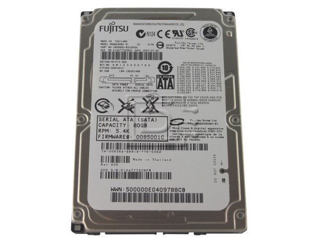 FUJITSU MHW2080BH GR362 0GR362 Laptop SATA 2.5" Hard Drive image 1