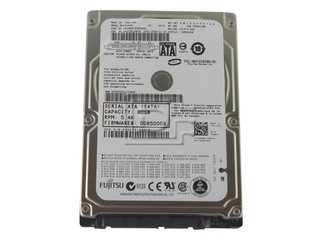 FUJITSU MHY2080BH NN841 0NN841 SATA 2.5" Hard Drive Image 1 image