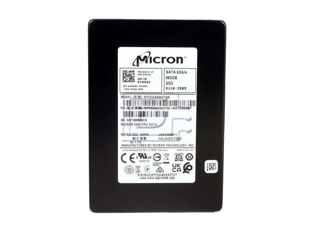 Micron MTFDDAK960TDS MTFDDAK960TDS-1AW1ZABYY MTFDDAK960TDS-1AW1ZABDB YNRXC 0YNRXC 960GB SATA Solid State Drive SSD Image 2 image
